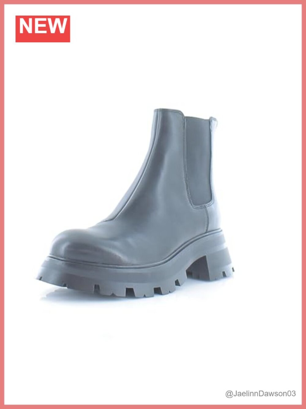DKNY Sasha Leather Ankle Boots Lug-Sole Pull-On Chelsea Boot